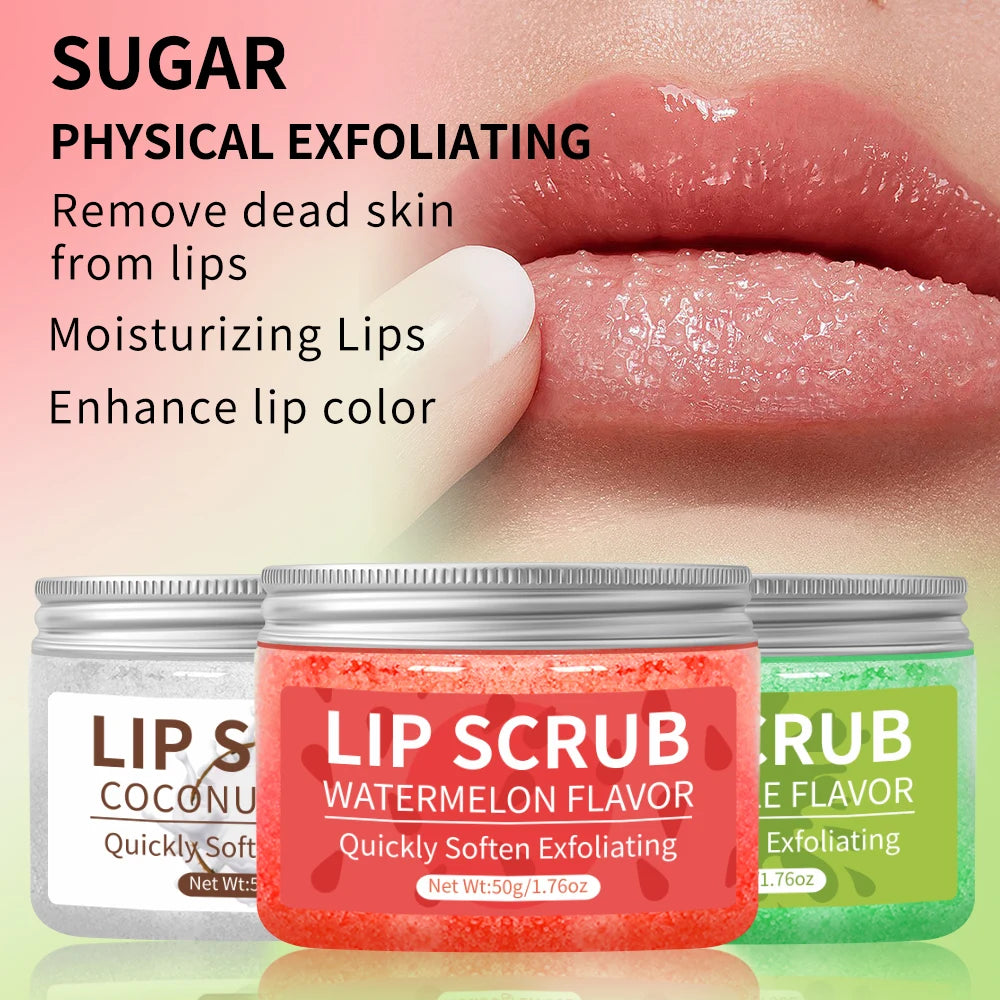 Coconut, green apple, watermelon lip scrub exfoliating deep cleansing moisturizing female gift Care Moisturizing