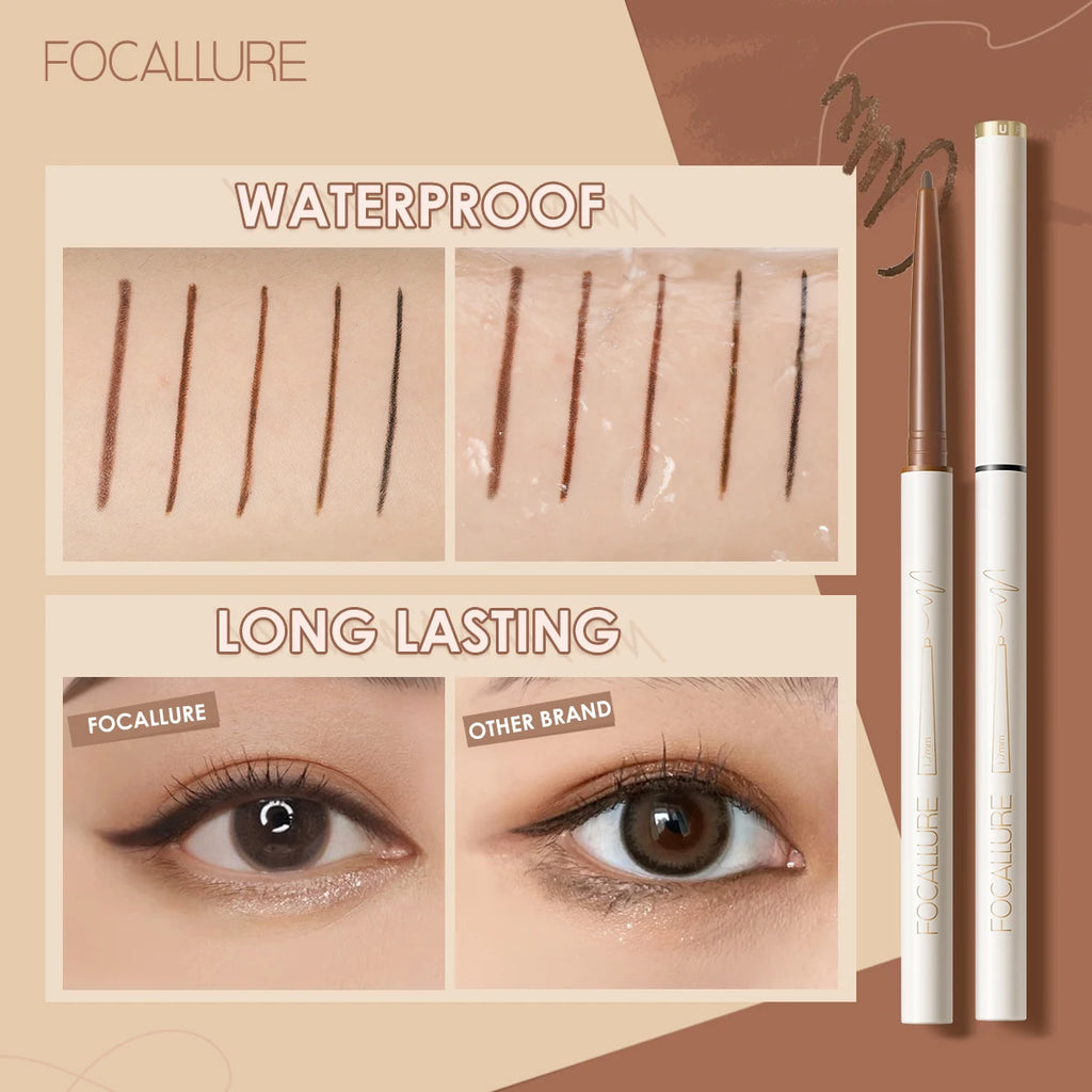 FOCALLURE Waterproof Eyeliner Gel Pencil Ultra-slim 1.7mm Soft Easy Wear High Pigment Long Lasting Eyes Makeup
