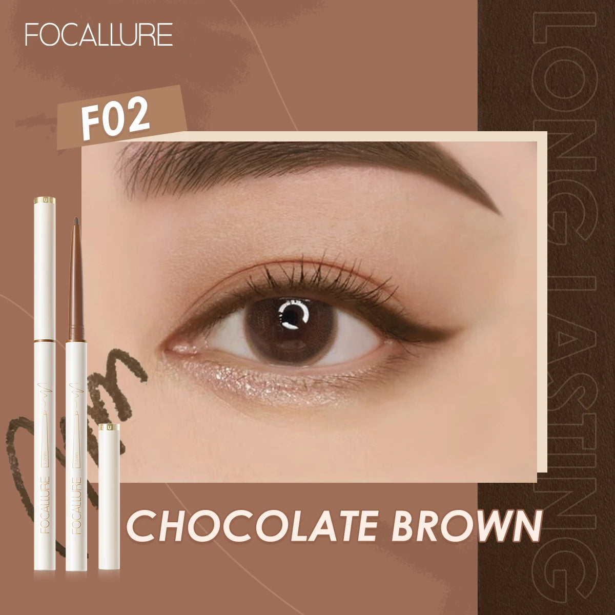 FOCALLURE Waterproof Eyeliner Gel Pencil Ultra-slim 1.7mm Soft Easy Wear High Pigment Long Lasting Eyes Makeup