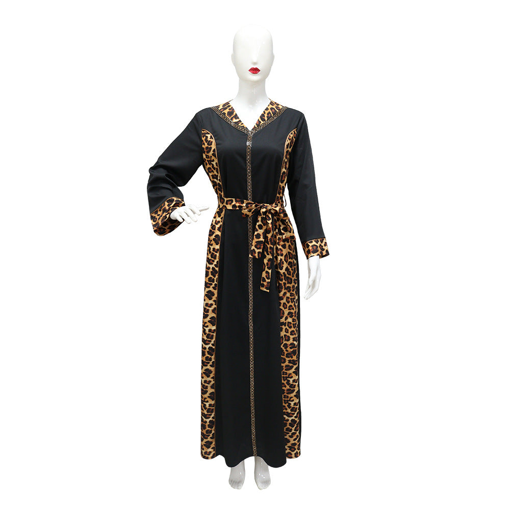 Muslim Abaya Dress Women Dubai Dresses Jalabiya Leopard Print Vestidos Modest Robe Morocco Arab Abayas Kaftan Islam Ramadan