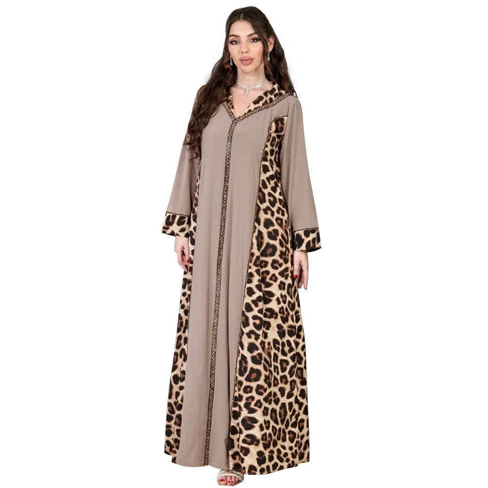 Muslim Abaya Dress Women Dubai Dresses Jalabiya Leopard Print Vestidos Modest Robe Morocco Arab Abayas Kaftan Islam Ramadan