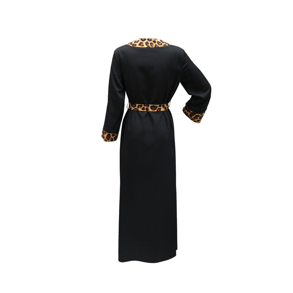 Muslim Abaya Dress Women Dubai Dresses Jalabiya Leopard Print Vestidos Modest Robe Morocco Arab Abayas Kaftan Islam Ramadan