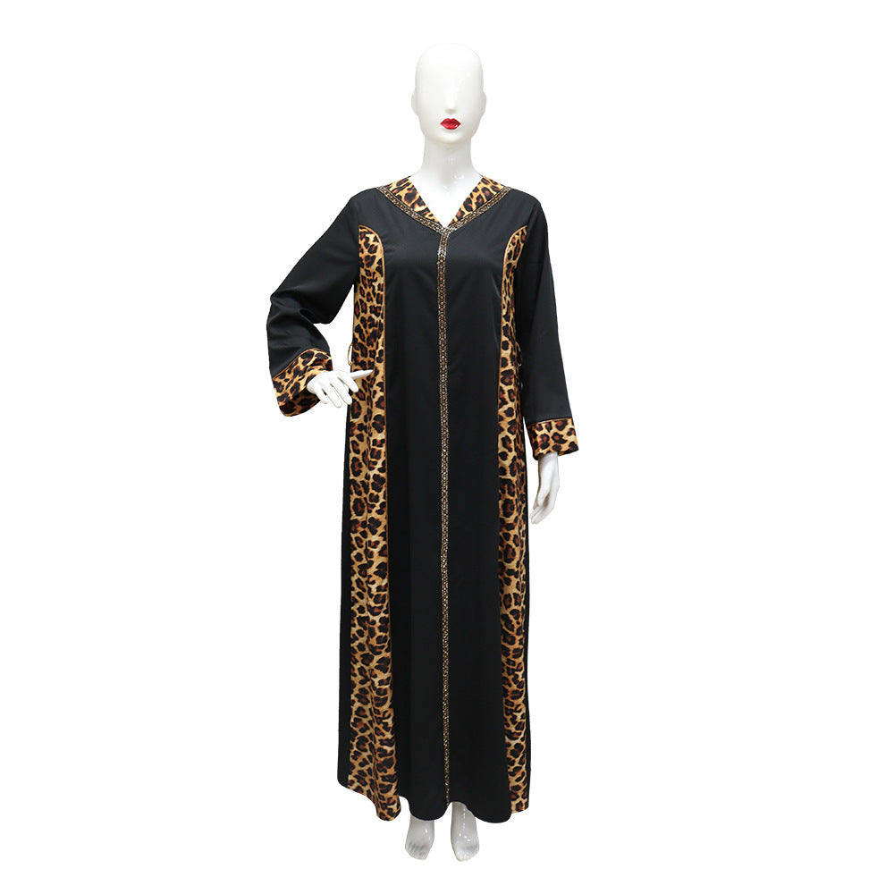 Muslim Abaya Dress Women Dubai Dresses Jalabiya Leopard Print Vestidos Modest Robe Morocco Arab Abayas Kaftan Islam Ramadan