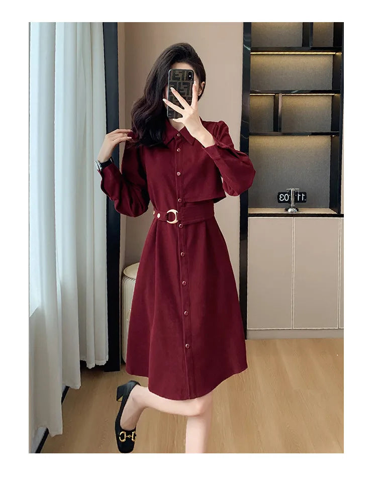 VigoAnne 2025 Woman Solid Long Sleeve Dress Spring Autumn Single Breasted Korean Casual Dresses Lady Evening Party Tight Dress