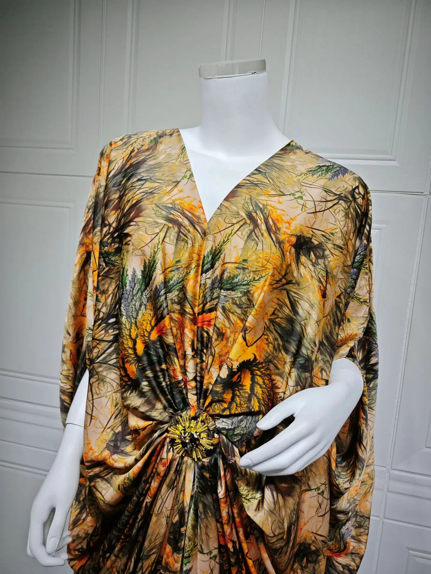 Eid Women Dress Muslim Abaya Print V Neck Party Jalabiya Ramadan Long Dresses Abayas Vestidos Largos Kaftan Arab Long Robe 2025