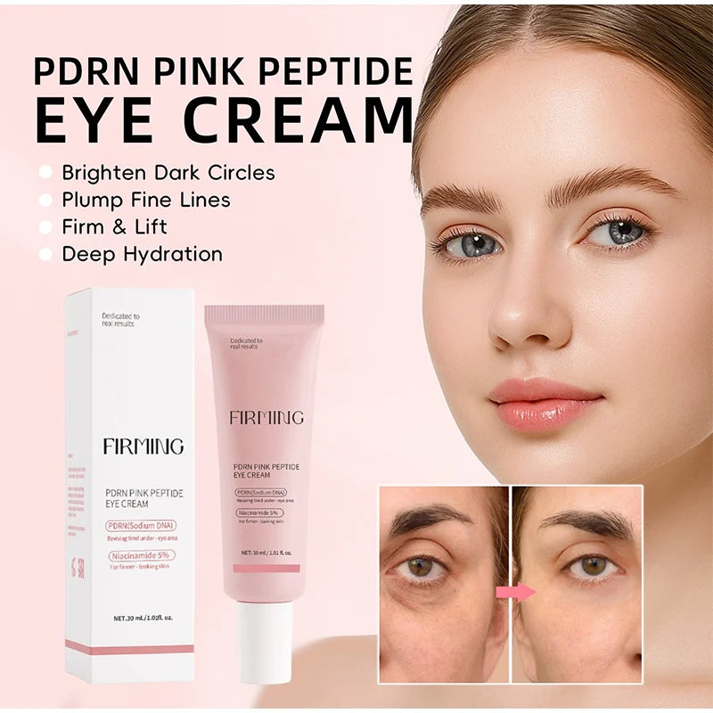 Korean PDRN Pink Peptide Eye Cream,Eye Contour Skin Firming Lifting Hydrating Brightening Care,Fade Fine Lines and Dark Circles