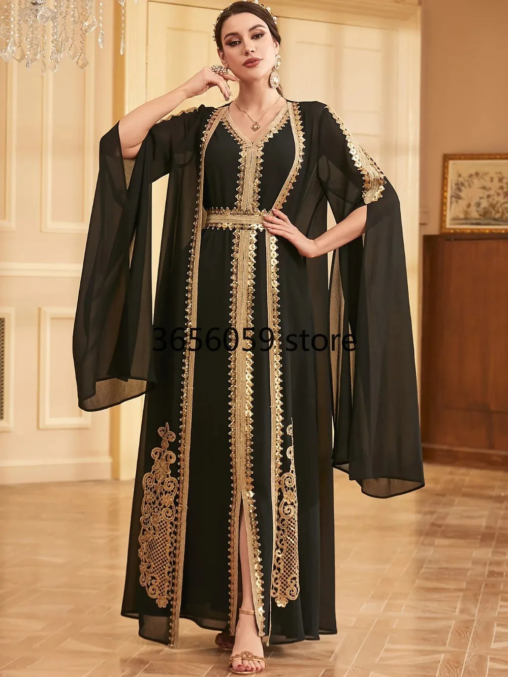 Dubai Embroidery Open Kimono Abaya Vest Dress Set Muslim Women Party Dresses Kaftan Islam Clothing Evening Arab Djellaba Caftan