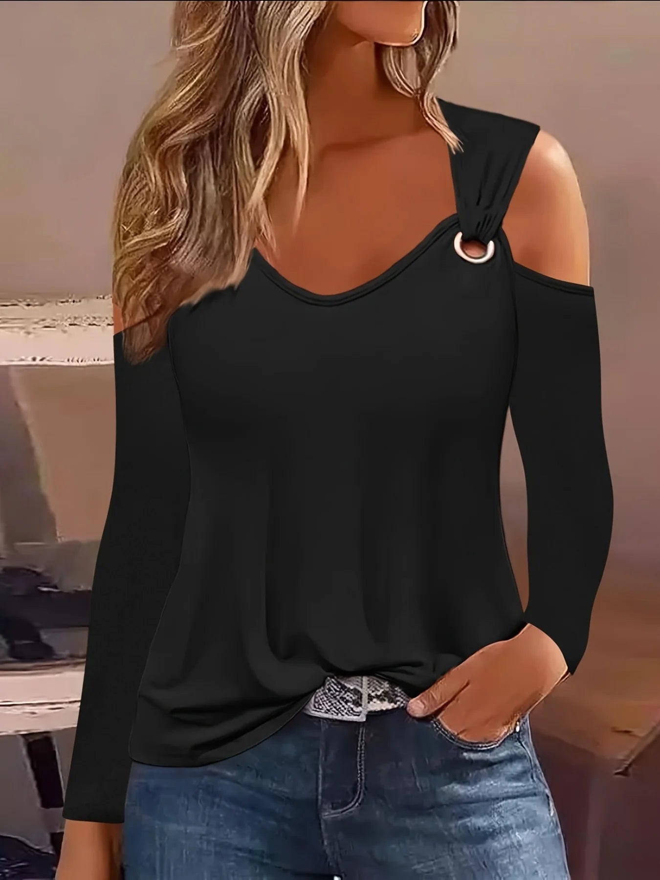 Plus Size Autumn Simple Metal Button V-neck Shirt Blouse For Women 2023 New Fashion Sexy Women Casual TShirt Pullover Tops Femal