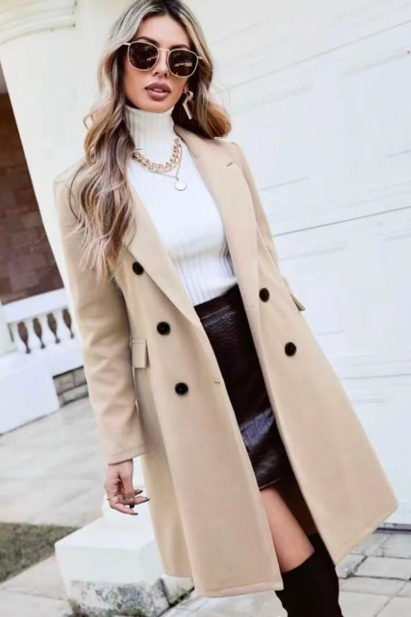 European and American fashion leisure new women's autumn and winter coat fashion slim lapel style slimming long sleeve Hanfu woo