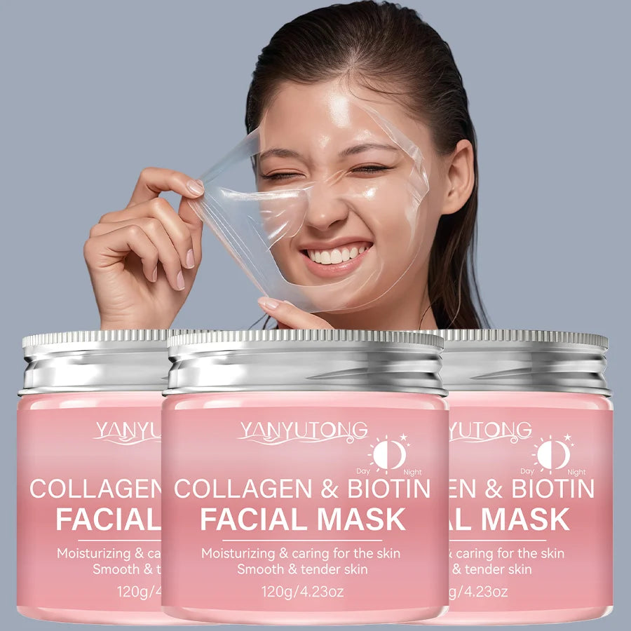 Collagen Peel Mask, Biotin Collagen Wrap Mask Day and Night, Deep Hydration, Night Care Mask Cream.