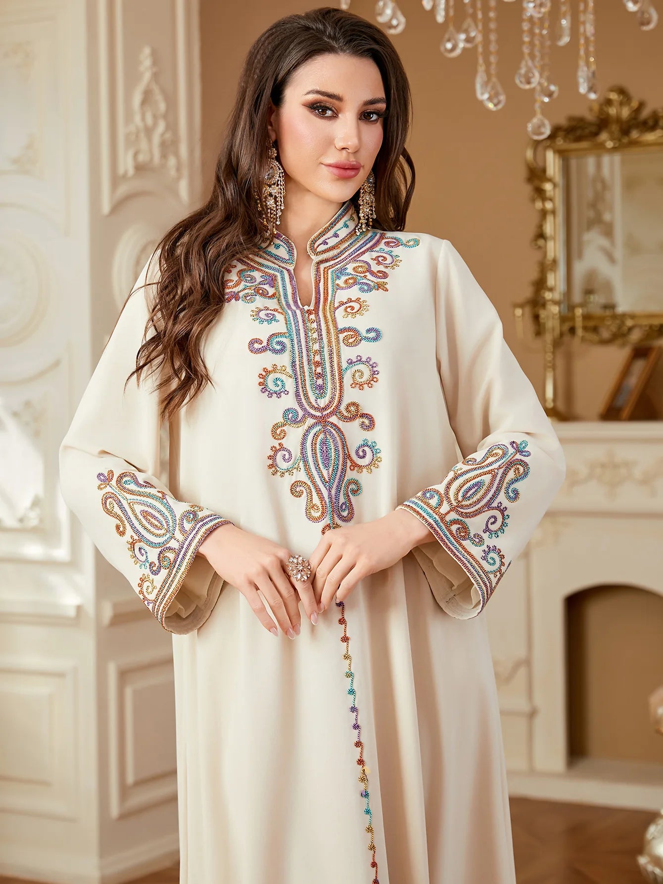 Eid Embroidery Women Dress Abaya Women Jalabiya Elegant Muslim Dubai Vestidos Largo Ramadan Morocco Prayer Caftan Robe Abayas