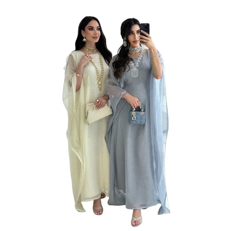 Ramadan Dubai Elegant cock abaya Polka Dot Dresses Long Dolman Sleeve For Muslim Women's Brief Kaftan