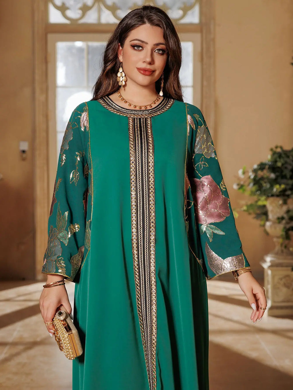Muslim Women Sequin Embroidery Maxi Dress Dubai Abaya Turkey Kaftan Eid Djellaba Islam Jalabiya Robe Caftan Marocain Femme 2025