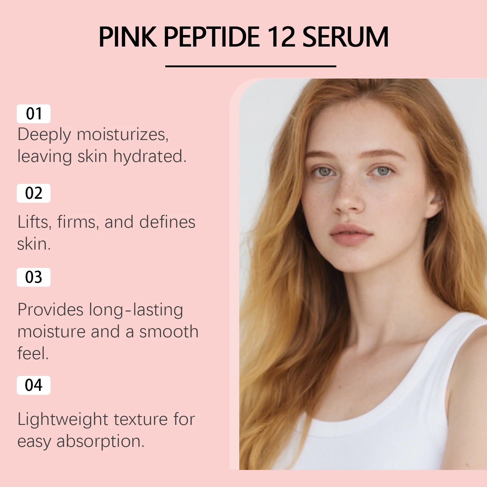 Pink Peptide 12 Facial Serum Niacinamide Hydration Firm-Looking Skin Uneven Tone Care Glass Skin Korean Skincare Face Essence