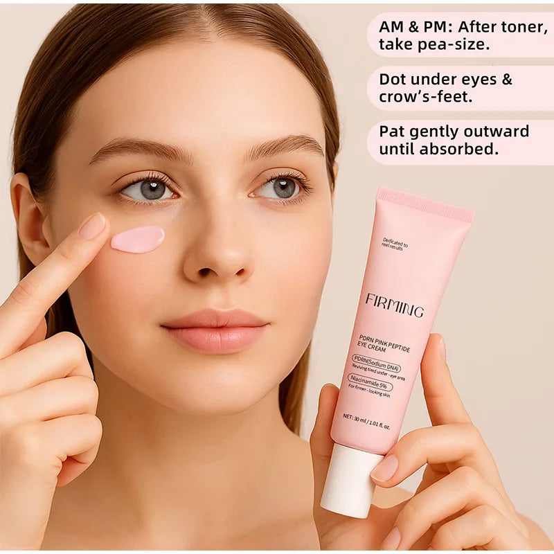 Korean PDRN Pink Peptide Eye Cream,Eye Contour Skin Firming Lifting Hydrating Brightening Care,Fade Fine Lines and Dark Circles