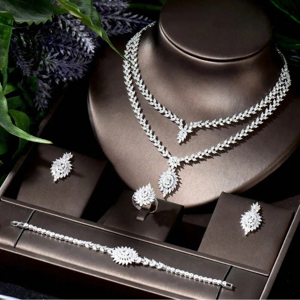 Classico lusso Glamour Senso Gioielli Collana Orecchini Set Vestito Festa Sera Festival Nuziale Matrimonio Donna Accessori Q-32