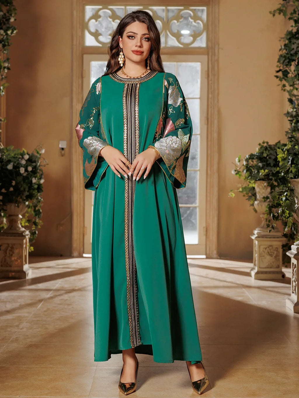 Muslim Women Sequin Embroidery Maxi Dress Dubai Abaya Turkey Kaftan Eid Djellaba Islam Jalabiya Robe Caftan Marocain Femme 2025
