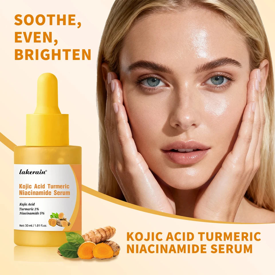 Kojic Acid Turmeric Niacinamide Serum Precise Dropper Design Deep Moisturizing Soothe Skin Brighten Skin Tone Facial Care