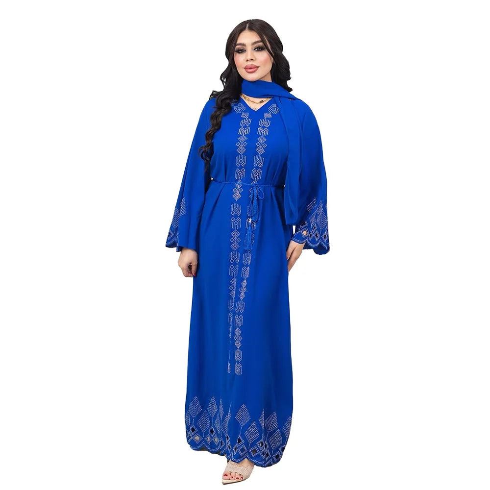 Elegant Dubai Luxury Diamonds Abaya Women Muslim Evening Party Dress Turkey Kaftan Eid Djellaba Ramadan Islam Jalabiya Vestidos