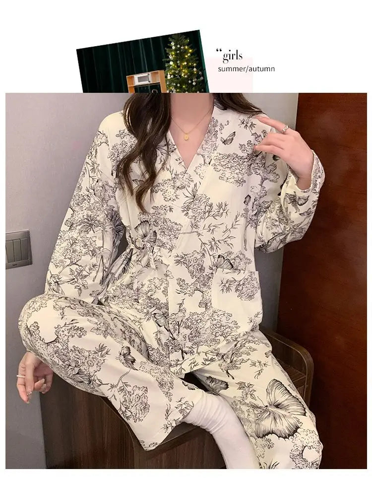Sleeping Wear for Woman Pajamas Set Ensemble Pyjama Femme Ladies Pyjamas Femmes Sexy’ Homewear Home Set Female Pajama Women Suit