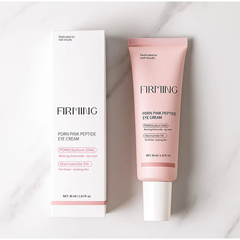 Korean PDRN Pink Peptide Eye Cream,Eye Contour Skin Firming Lifting Hydrating Brightening Care,Fade Fine Lines and Dark Circles