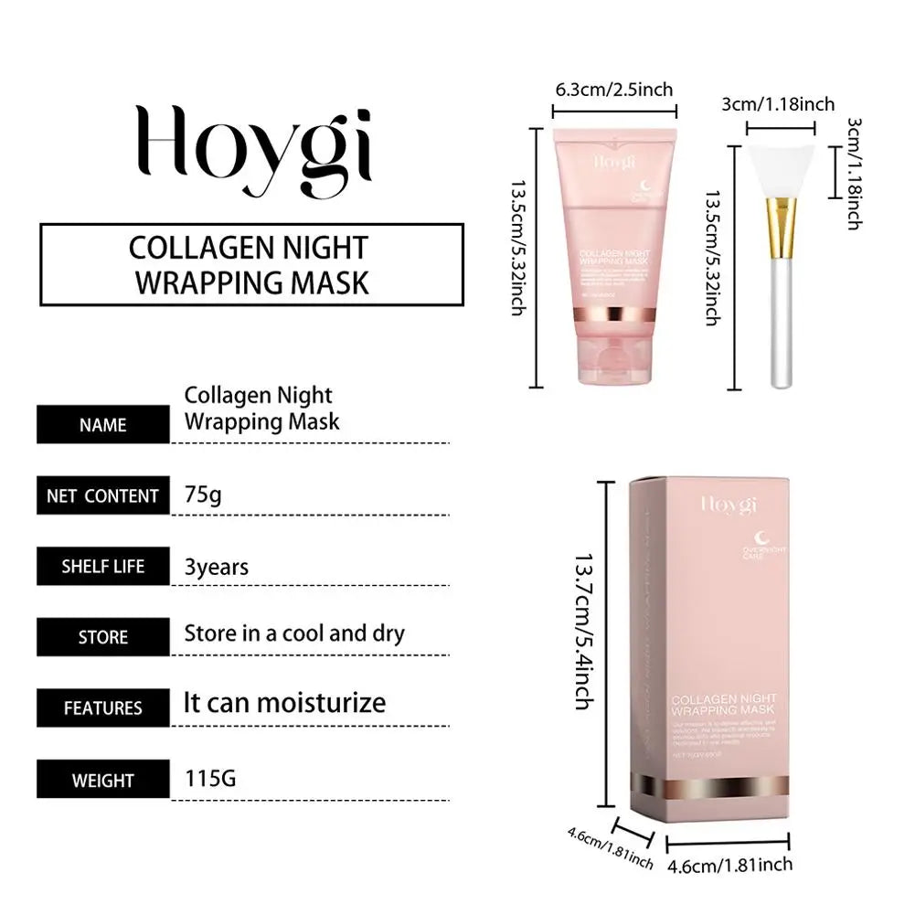 Collagen Overnight Wrapping Peel Off Facial Mask Korean Collagen Night Wrapping Mask Deeply Hydrates Night Care Mask Cream