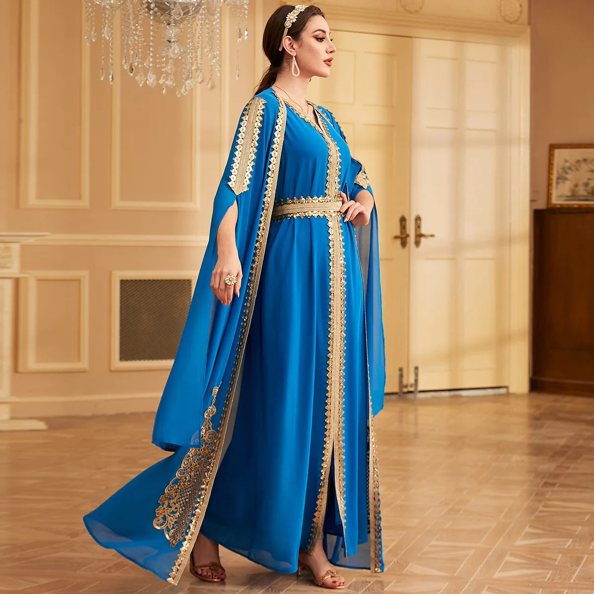 Dubai Embroidery Open Kimono Abaya Vest Dress Set Muslim Women Party Dresses Kaftan Islam Clothing Evening Arab Djellaba Caftan
