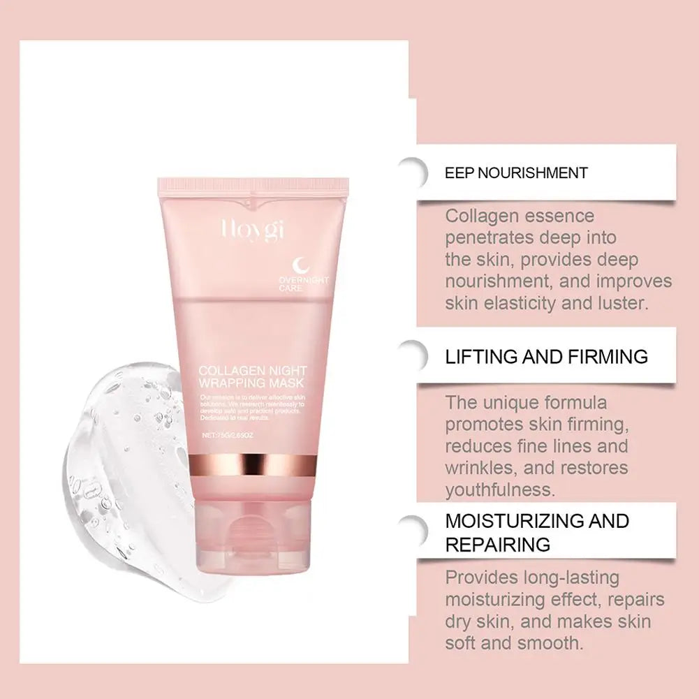 Collagen Overnight Wrapping Peel Off Facial Mask Korean Collagen Night Wrapping Mask Deeply Hydrates Night Care Mask Cream