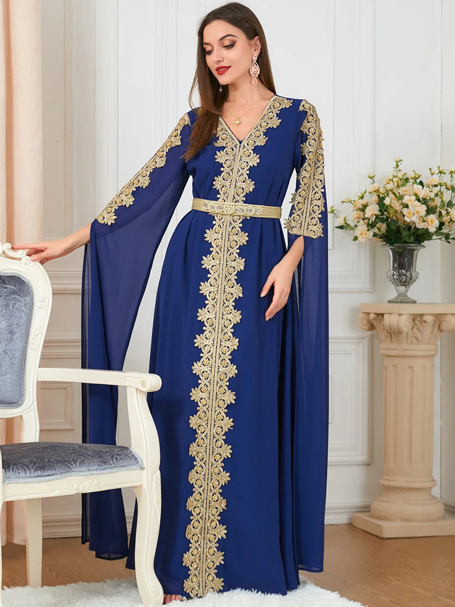 Autumn Morocco Dress Muslim Women Abaya Party Dresses Long Sleeve Abayas Dubai Turkey Islam Kaftan Robe Longue Vestidos Largos