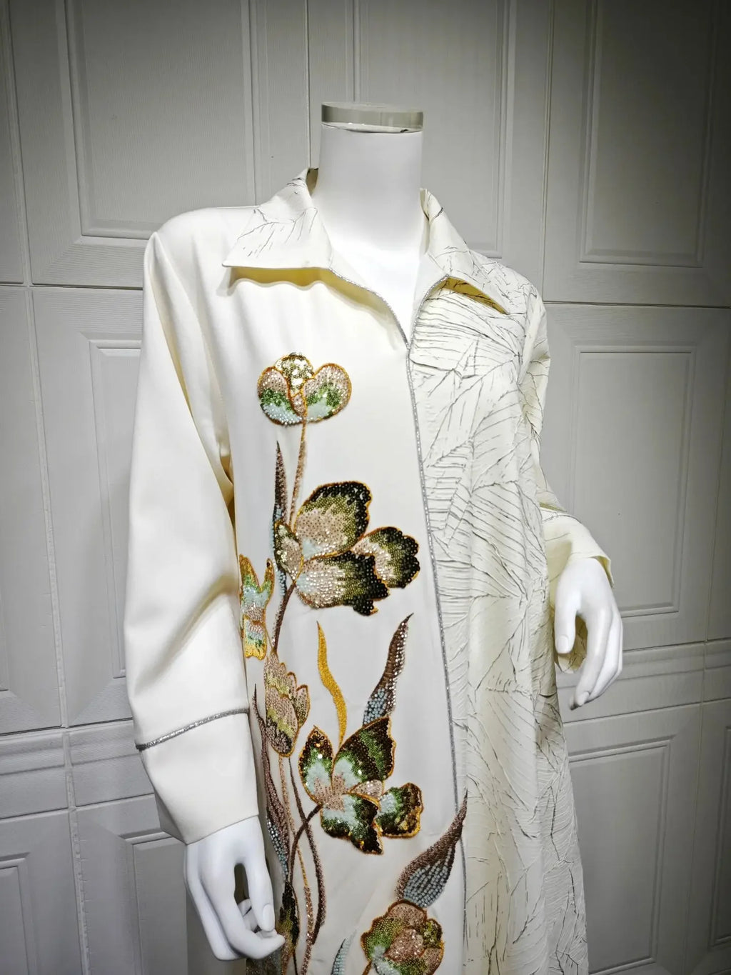 Eid Abaya Party Dress Women Lapel Shirt Dresses Sequins Embroidery Office Lady Muslim Jalabiya Ramadan Vestidos Largos Robe