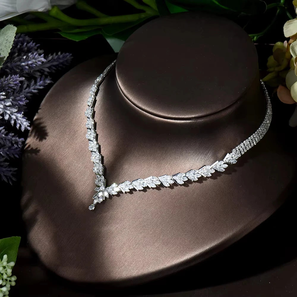 Hot Selling 4pcs Necklace and Earrings Set AAA Cubic Zircon Jewelry Set for Dubai Nigeria Women Bridal Wedding Accessories N-119