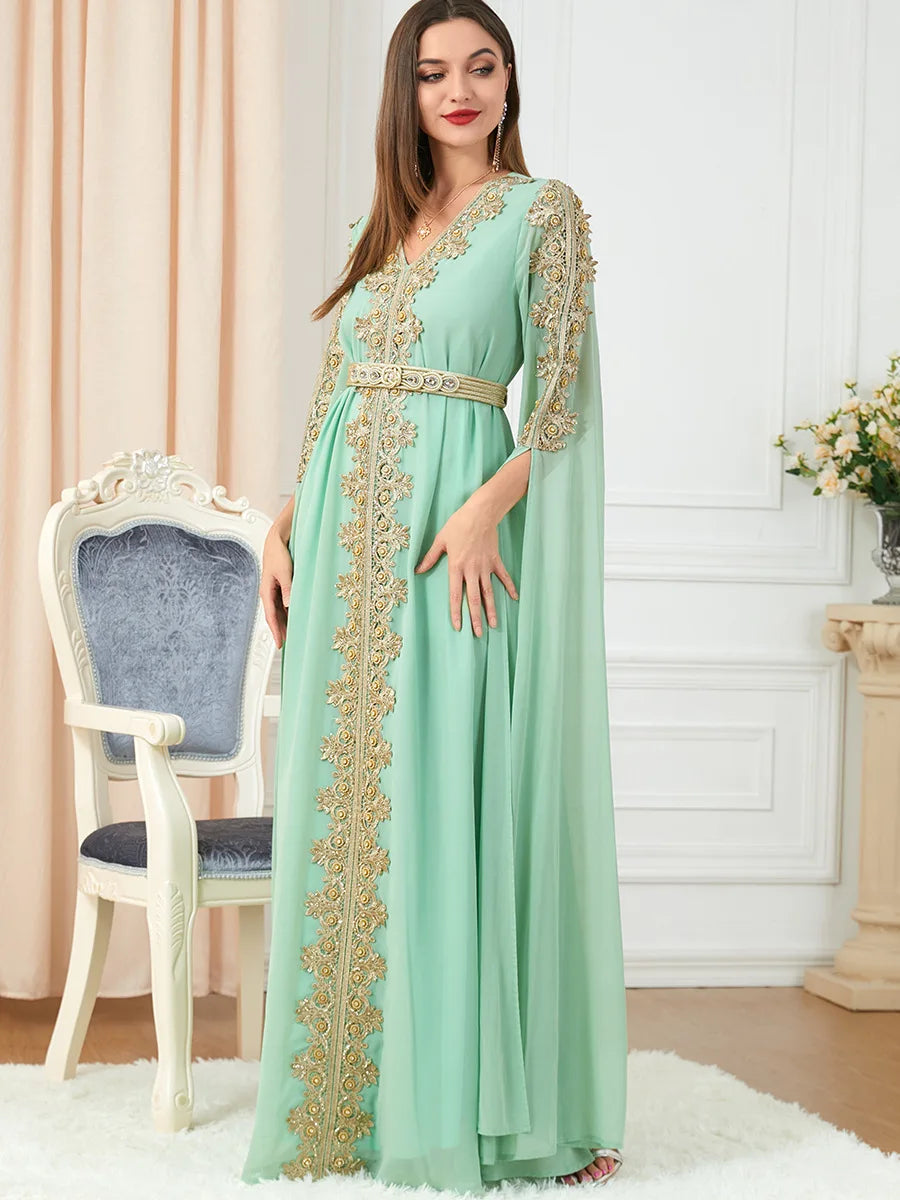 Autumn Morocco Dress Muslim Women Abaya Party Dresses Long Sleeve Abayas Dubai Turkey Islam Kaftan Robe Longue Vestidos Largos