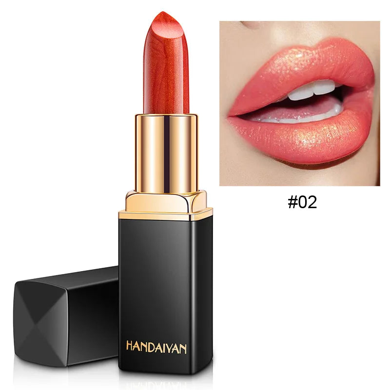 Handaiyan 9 Colors Glitter Matte Velvet Nude Lipstick Shimmer Sexy Red Pigments Makeup Long Lasting Waterproof Profissional
