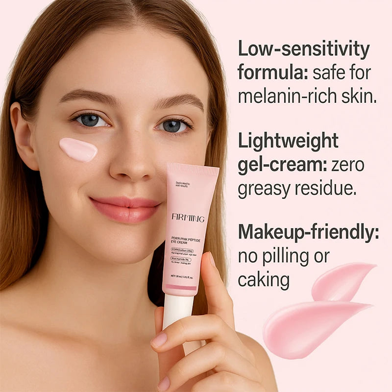 Korean PDRN Pink Peptide Eye Cream,Eye Contour Skin Firming Lifting Hydrating Brightening Care,Fade Fine Lines and Dark Circles