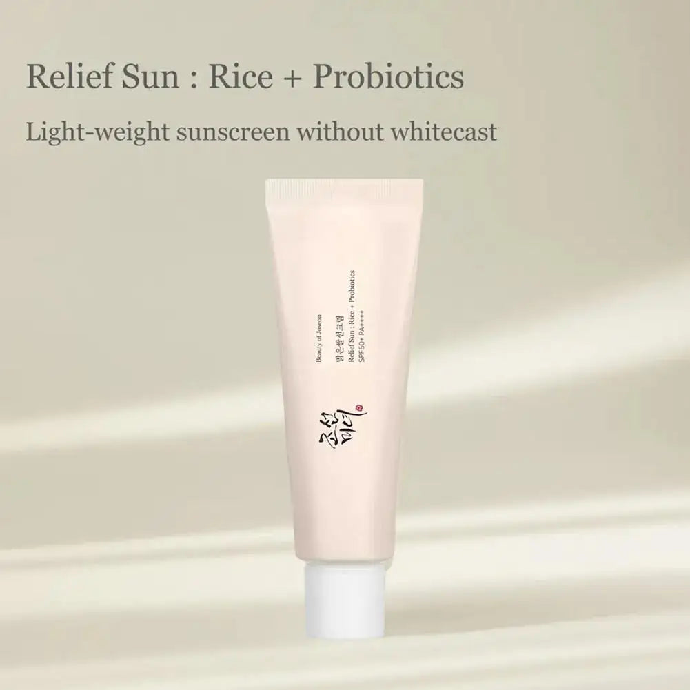 واقي شمس بالأرز والبروبيوتيك SPF50+ – حماية وترطيب يومي ☀️✨
