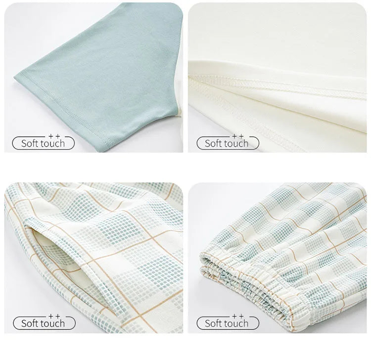 New Summer Pajamas Homewear Suit Women's Short-Sleeved Long Pants Ladies Large Size Loose Leisure Homewear Two-Piece Set