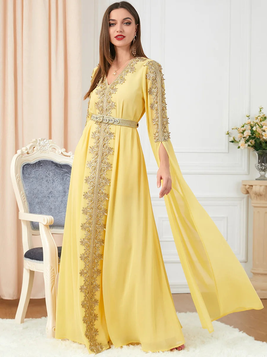 Autumn Morocco Dress Muslim Women Abaya Party Dresses Long Sleeve Abayas Dubai Turkey Islam Kaftan Robe Longue Vestidos Largos