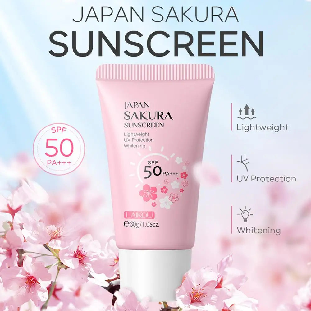 Japan Sakura Sunscreen Cream Protector Facial Sun Block Spf50 Isolation Lotion Cream Cherry Blossom Refreshing Facial Sun Lotion