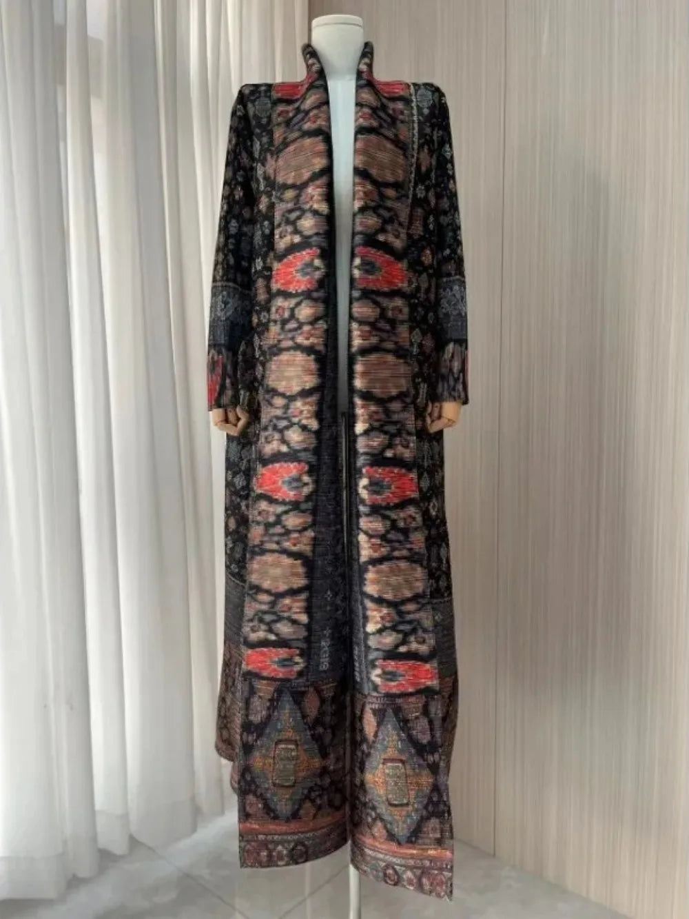 Eid Muslim Dress for Women Abaya Ramadan Print Pleated Cardigan Jalabiya Party Long Robe Morocco Dubai Kaftan Vestidos Largos