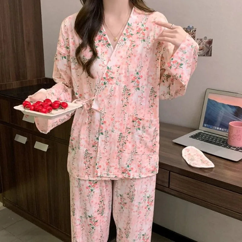 Sleeping Wear for Woman Pajamas Set Ensemble Pyjama Femme Ladies Pyjamas Femmes Sexy’ Homewear Home Set Female Pajama Women Suit