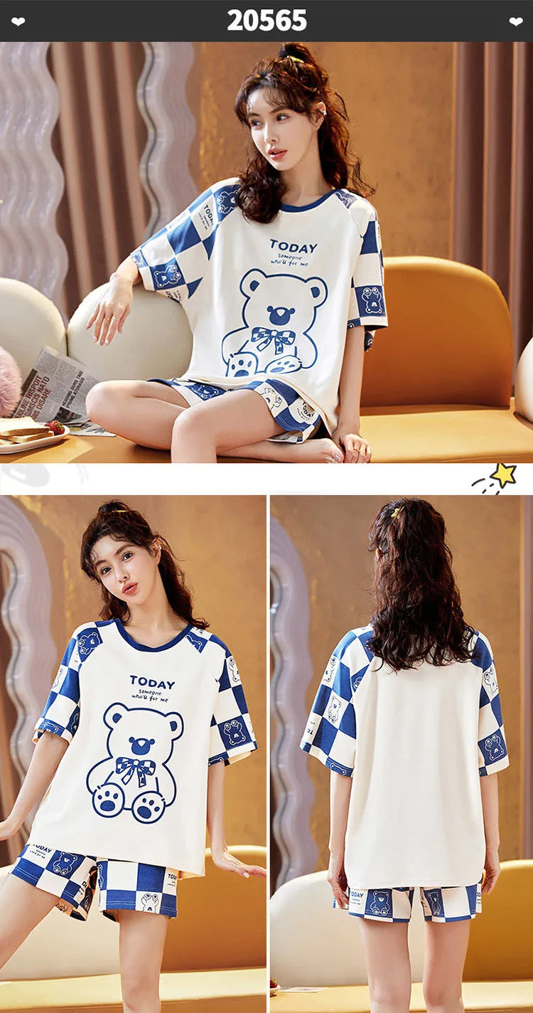Spring Summer Pure Cotton Womens Pajama Sets Sexy Black Nightwear Casual Pyjama Long Pants Sleepwear Suits Homewear Fashion
