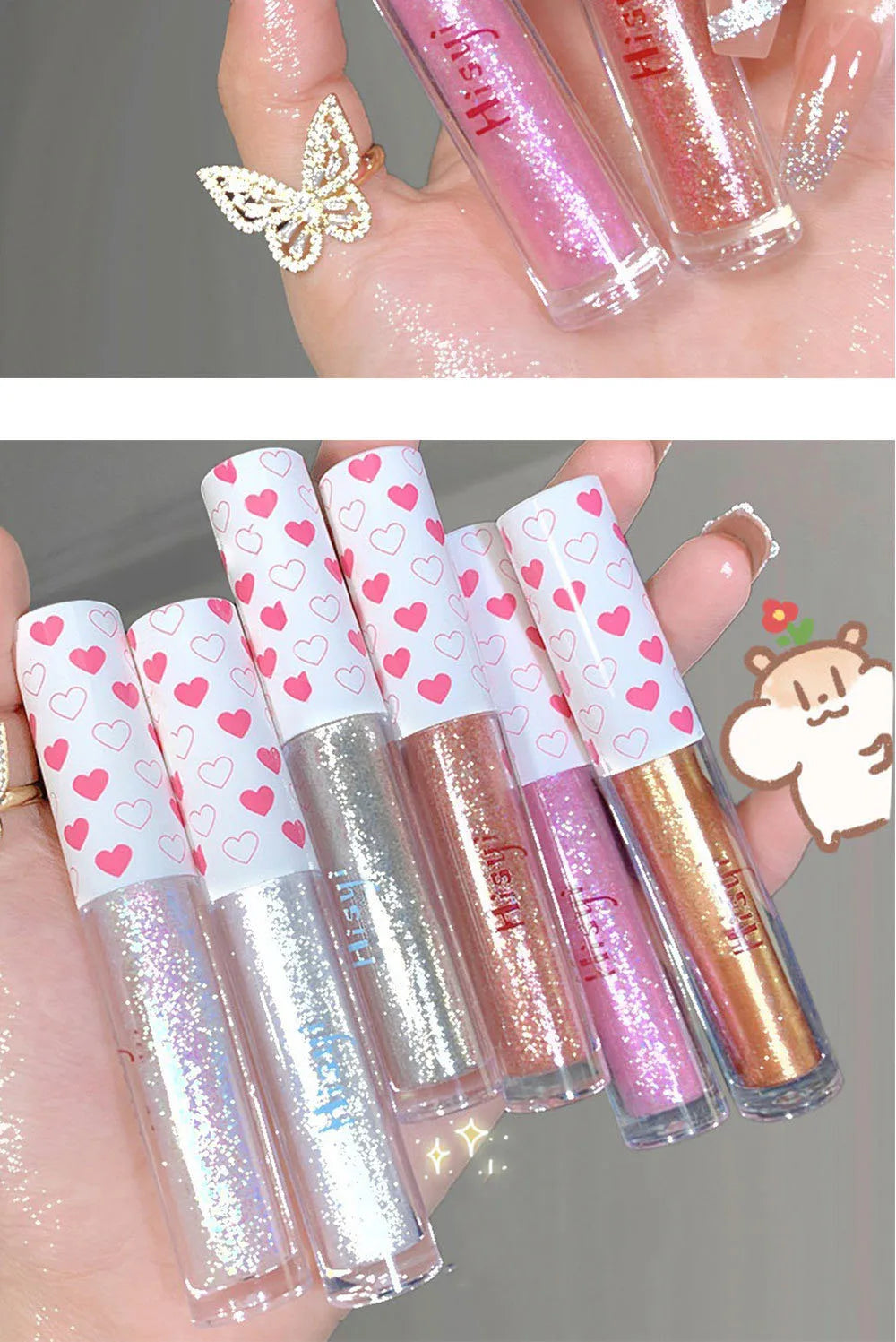 6 Colors Glitter Liquid Eyeshadow Waterproof Pearlescent Shiny Eye Shadow Highlighter Sequins Lying Silkworm Makeup Beauty Tool