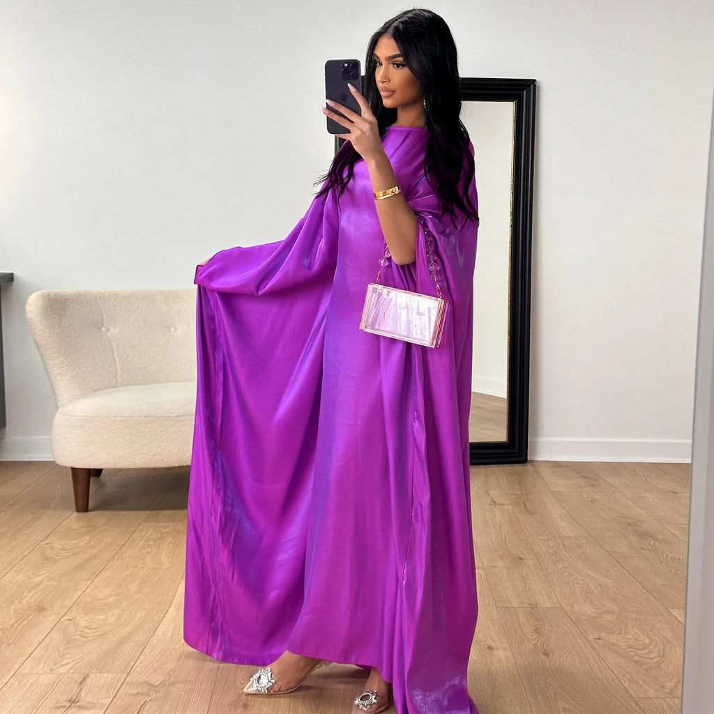 Marocain Kaftan Women Batwing Sleeve Modest Dress Dubai Turkey Abaya Eid Mubarak Djellaba Islam Jalabiya Prayer Garemnt Ramadan