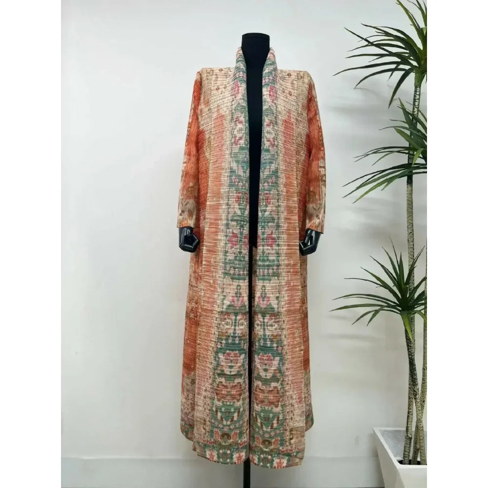 Eid Muslim Dress for Women Abaya Ramadan Print Pleated Cardigan Jalabiya Party Long Robe Morocco Dubai Kaftan Vestidos Largos
