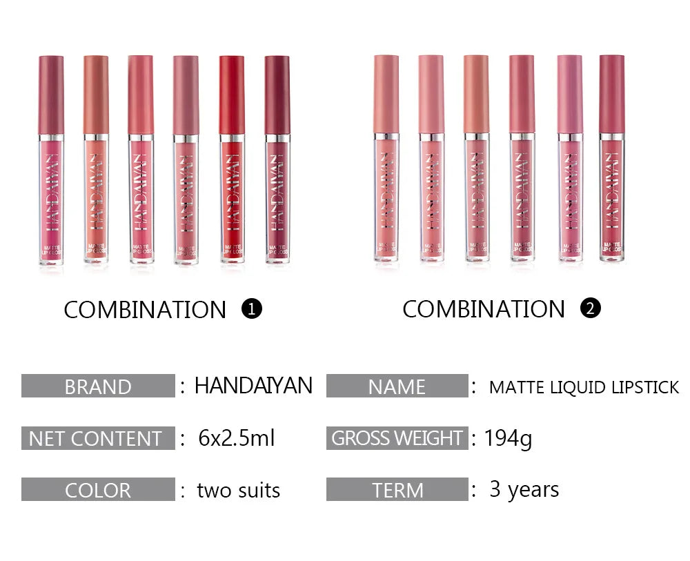 Liquid Lipstick Set Ultra Matte Velvet Waterproof Long Lasting Lip Glosses Nude Makeup Cosmetic Kit