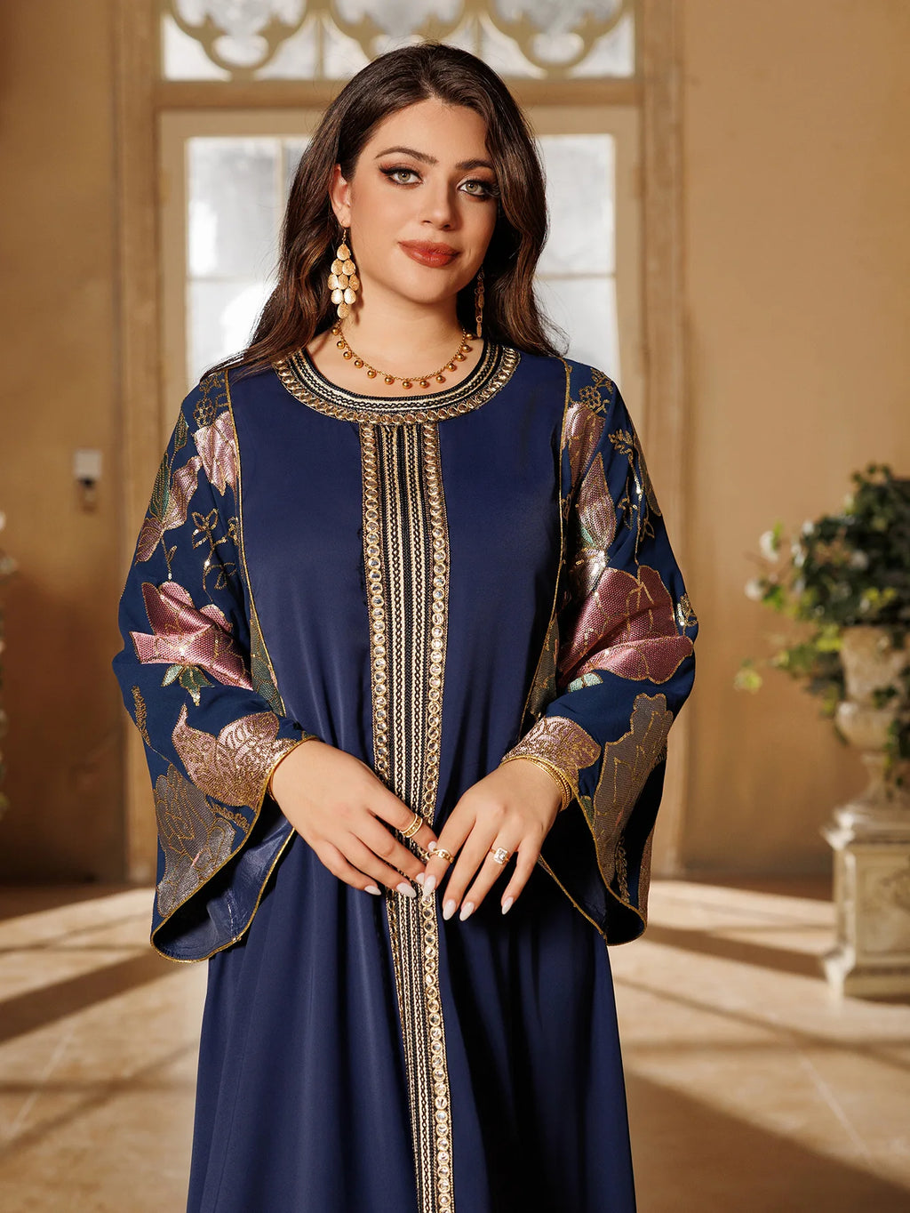 Muslim Women Sequin Embroidery Maxi Dress Dubai Abaya Turkey Kaftan Eid Djellaba Islam Jalabiya Robe Caftan Marocain Femme 2025