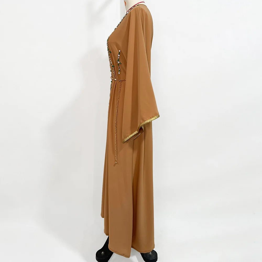 Luxury Diamond Party Dress for Women Robe Muslim Evening Abaya Arab Oman Dubai Moroccan Pakistan Jalabiya Caftan Ramadan Vestido