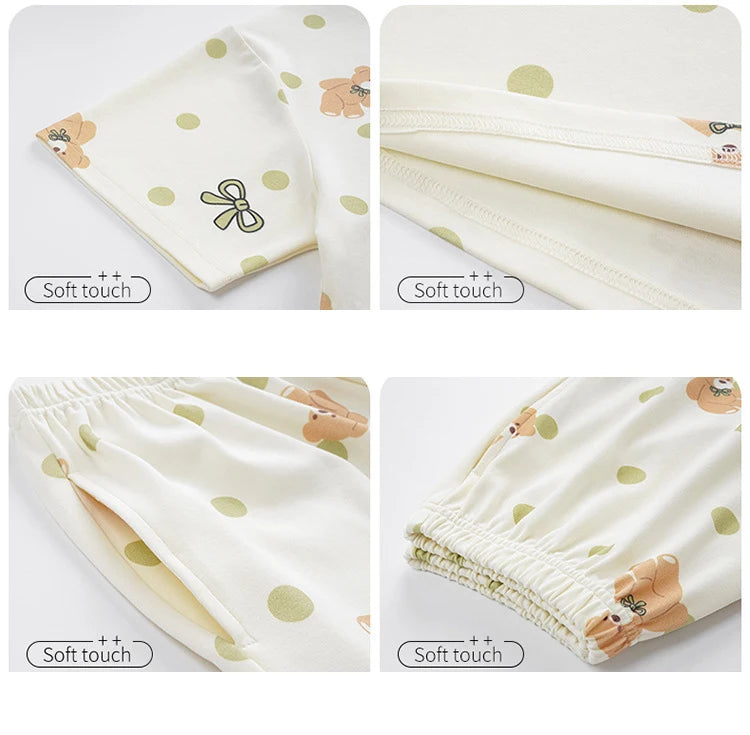 Female Summer Pijamas Short Women Cotton Pajamas Sleeve Shorts Nightwear Sweet Sleepwear Cartoon Pyjamas Woman Home Suit