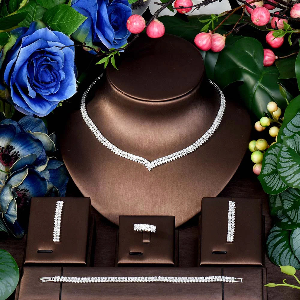 Simple and generous all occasions versatile accessories necklace earrings bracelet wedding party dresses women's sets M-11