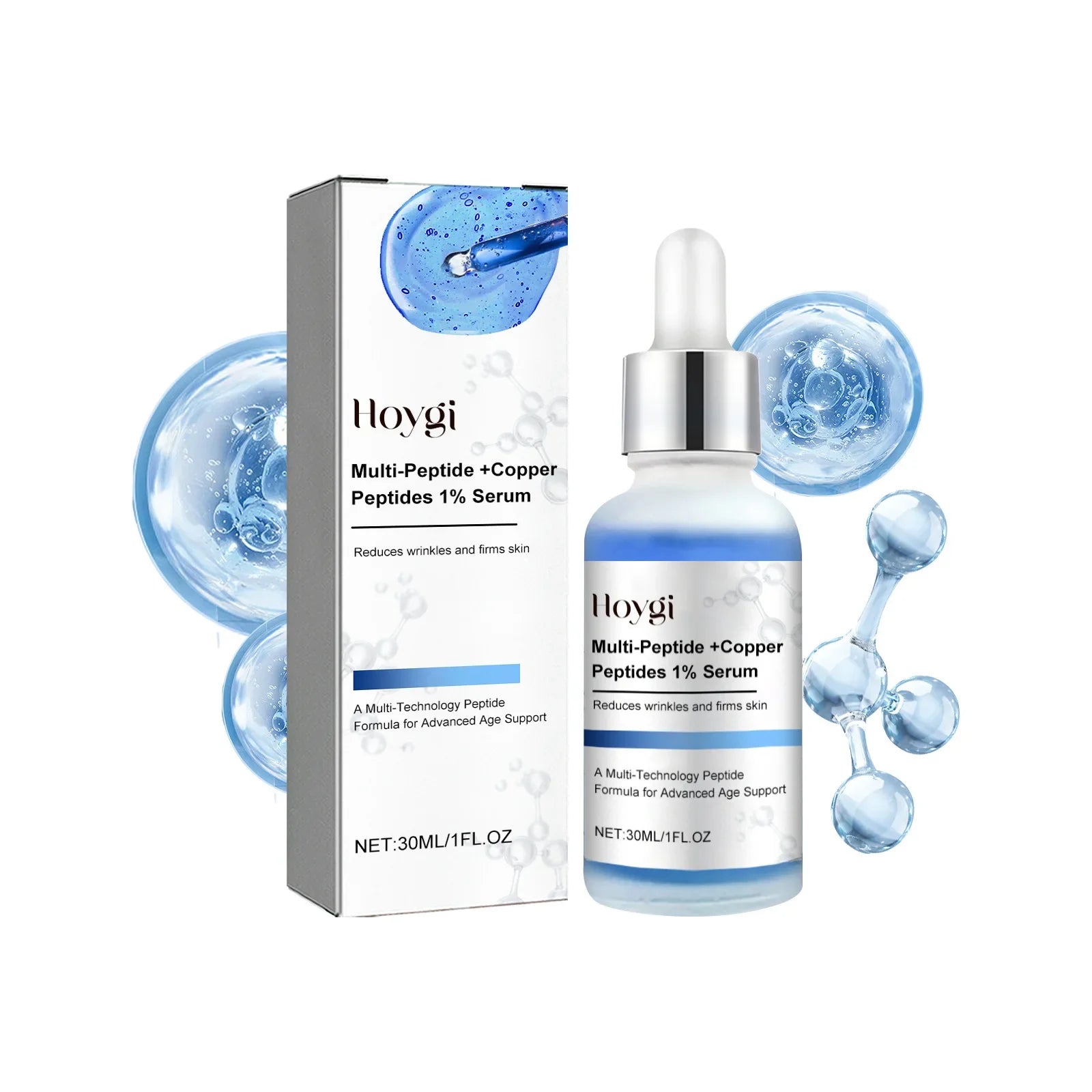 Blue Copper Peptide Serum Firming Fade Fine Lines Shrink Pores Skin Care Rejuvenation Smooth Brightening Spot Moisturizing Serum